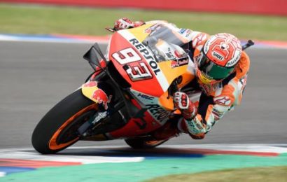 Marquez ups the pace as Dovizioso scrapes into Q2 after crash