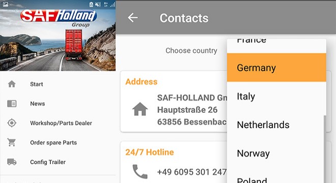 SAF-HOLLAND app with extended function in 15 languages SAF-HOLLAND app with extended function in 15 languages