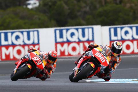 Marquez clips 'slow mode' team-mate Lorenzo