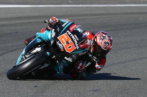 Quartararo fastest, falls, talks carbon swingarm debut Quartararo fastest, falls, talks carbon swingarm debut