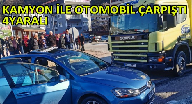 Kamyon İle Otomobil Çarpıştı