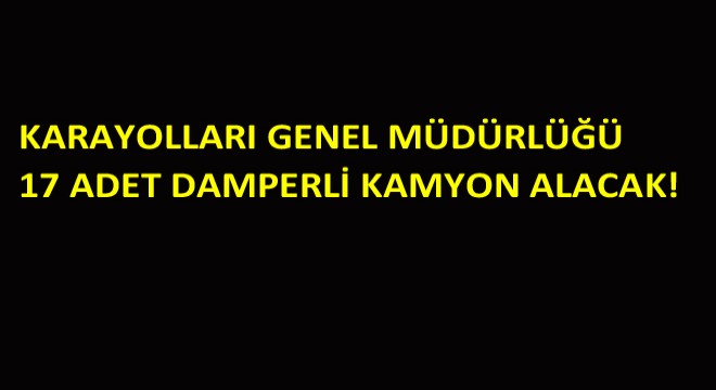 Karayolları Genel Müdürlüğü 17 Adet Damperli Kamyon Alacak