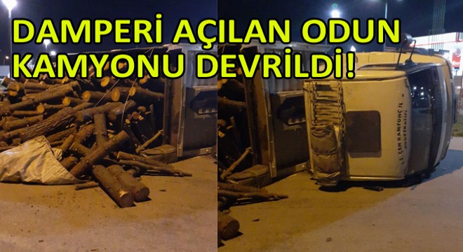 Damperi Açılan Odun Kamyonu Devrildi!