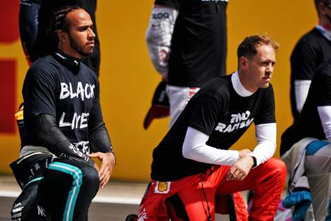 Hamilton praises F1’s ‘much better job’ with anti-racism message