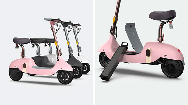 Şirin tasarıma ve dikkat çeken özelliklere sahip koltuklu elektrikli scooter