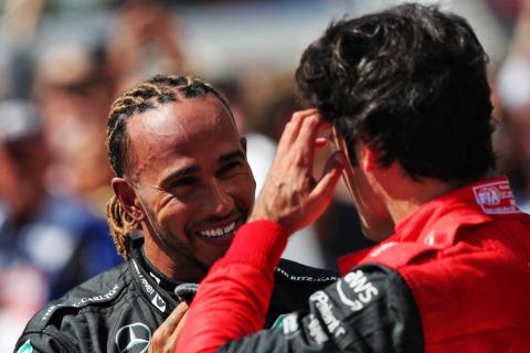 What did Hamilton, Sainz and Perez say in the cool-down room?