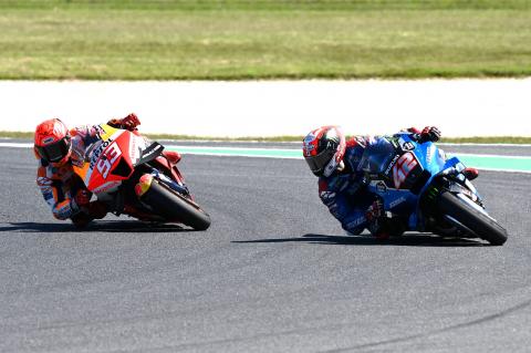 Rins wins last-lap duel with Marquez as Quartararo’s title hopes take a big hit