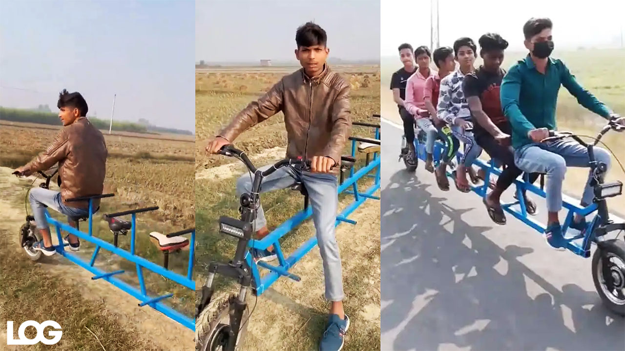 Hindistan’da üretilen altı kişilik elektrikli motosiklet dikkat çekti