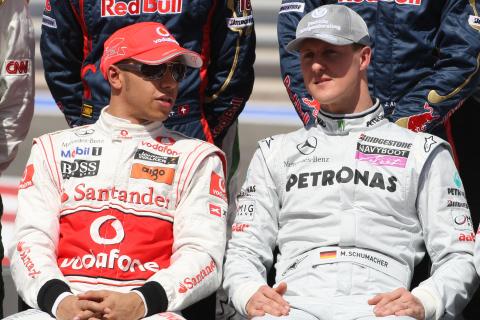 The time a 16-year-old Lewis Hamilton raced a peak Michael Schumacher