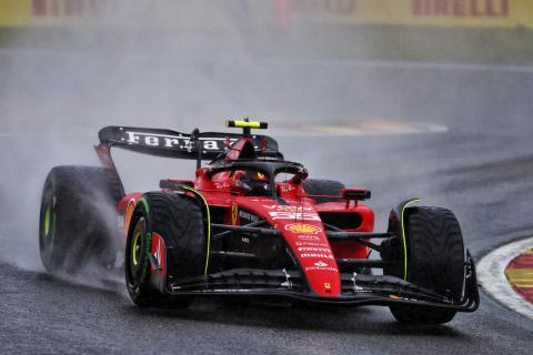 Sainz leads McLarens as Sargeant crashes in wet Belgian GP practice