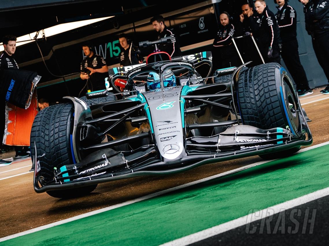 FIRST LOOK: Mercedes’ 2024 F1 car makes track debut during Silverstone demo run