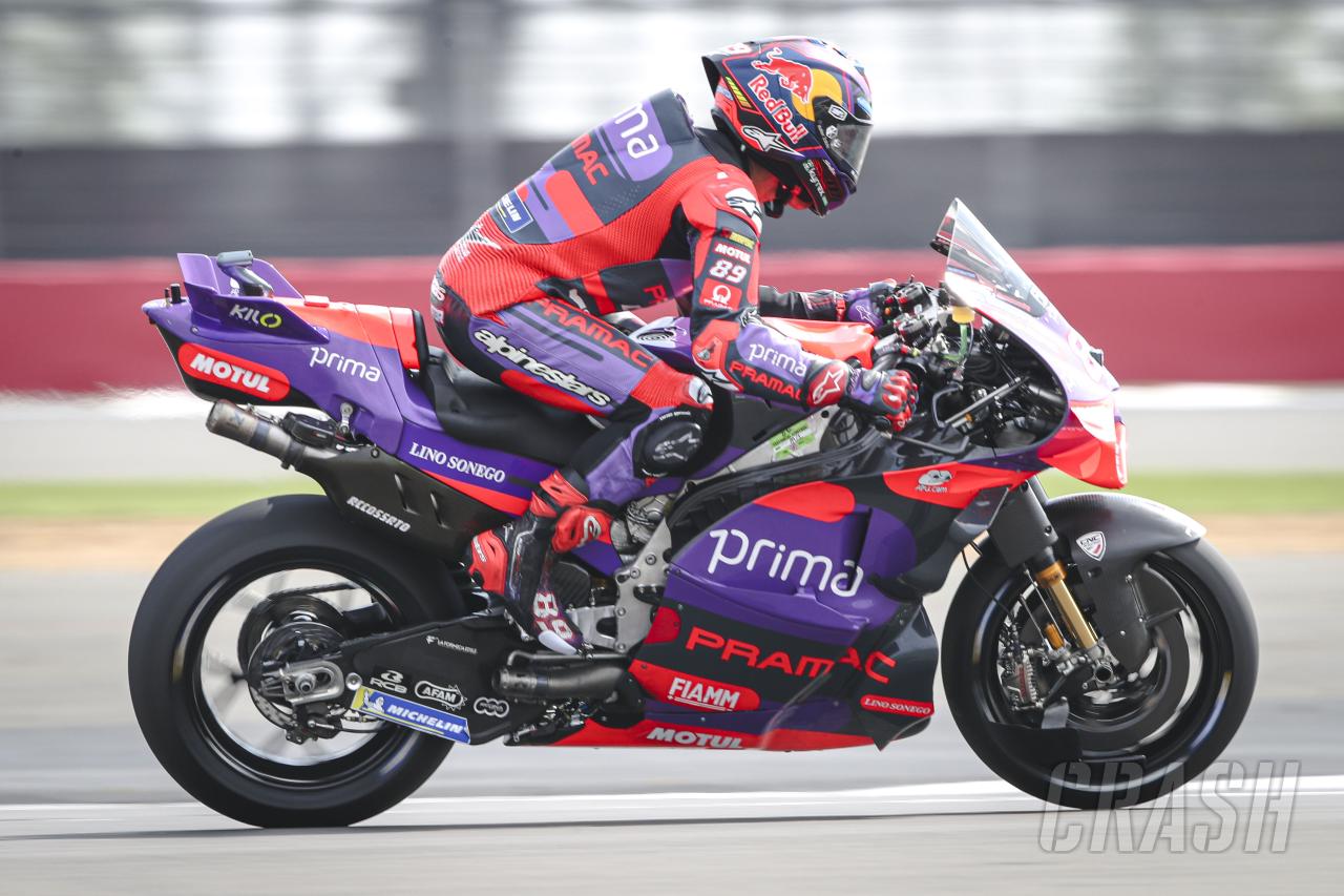 British MotoGP: Jorge Martin leads the way as Marc Marquez falls late on in FP1