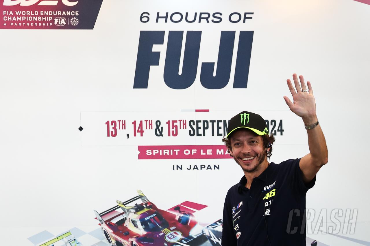 Valentino Rossi on podium at WEC 6 Hours of Fuji in Japan