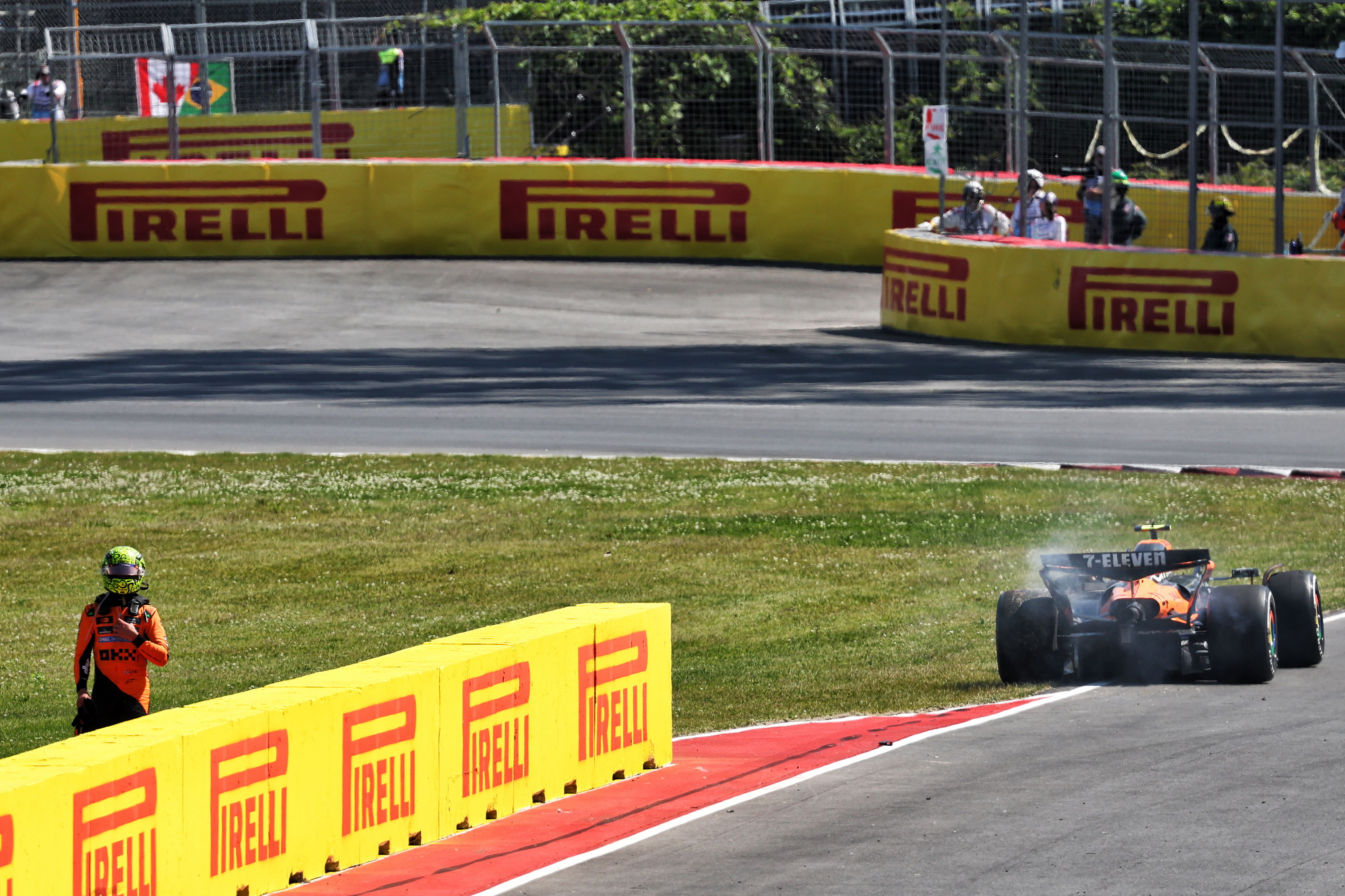 Lando Norris crashes out of Canadian GP after hitting Oscar Piastri