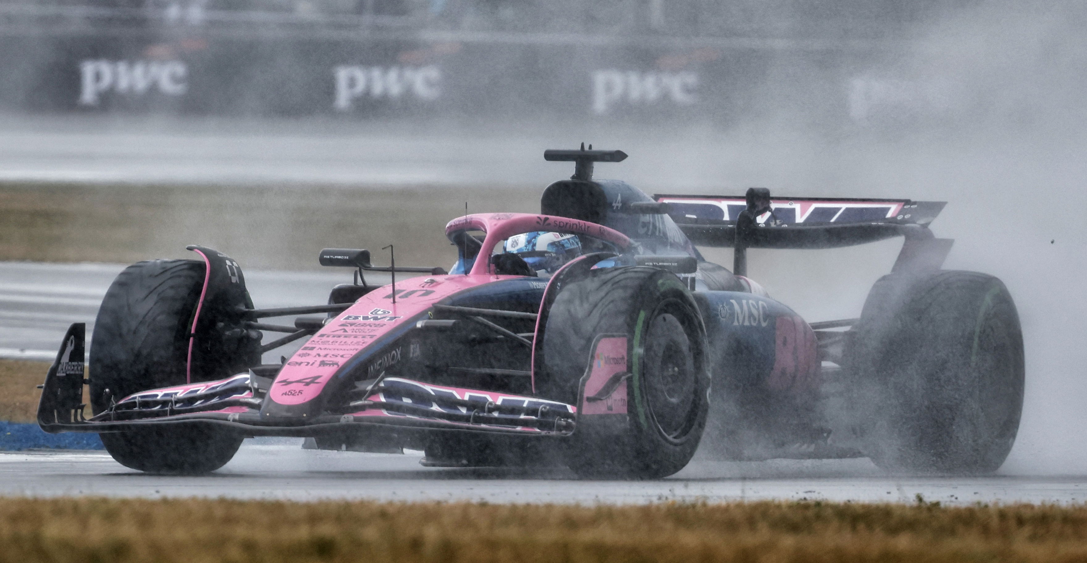 New Alpine F1 car spotted on track at sopping wet Silverstone