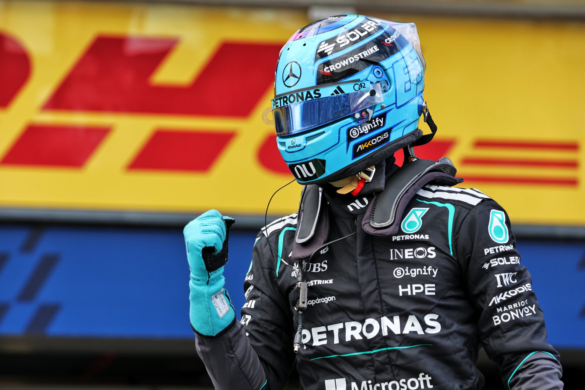 George Russell takes dominant pole position for F1’s Australian GP after Max Verstappen crash