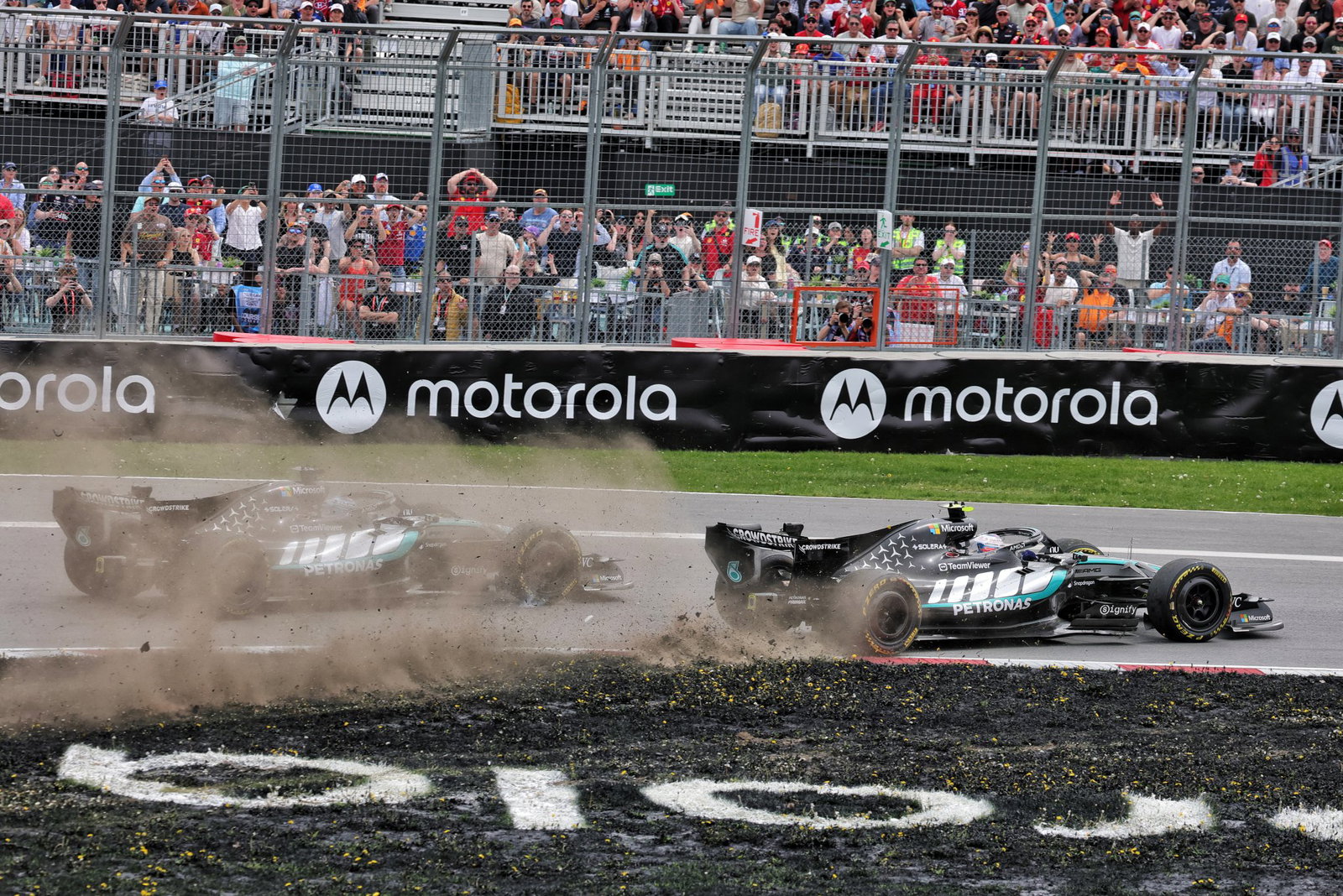 George Russell wins F1 Canadian GP sprint as Mercedes fight has first flashpoint