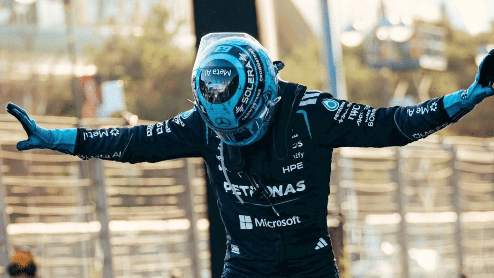 George Russell resists Max Verstappen to win dramatic Azerbaijan GP