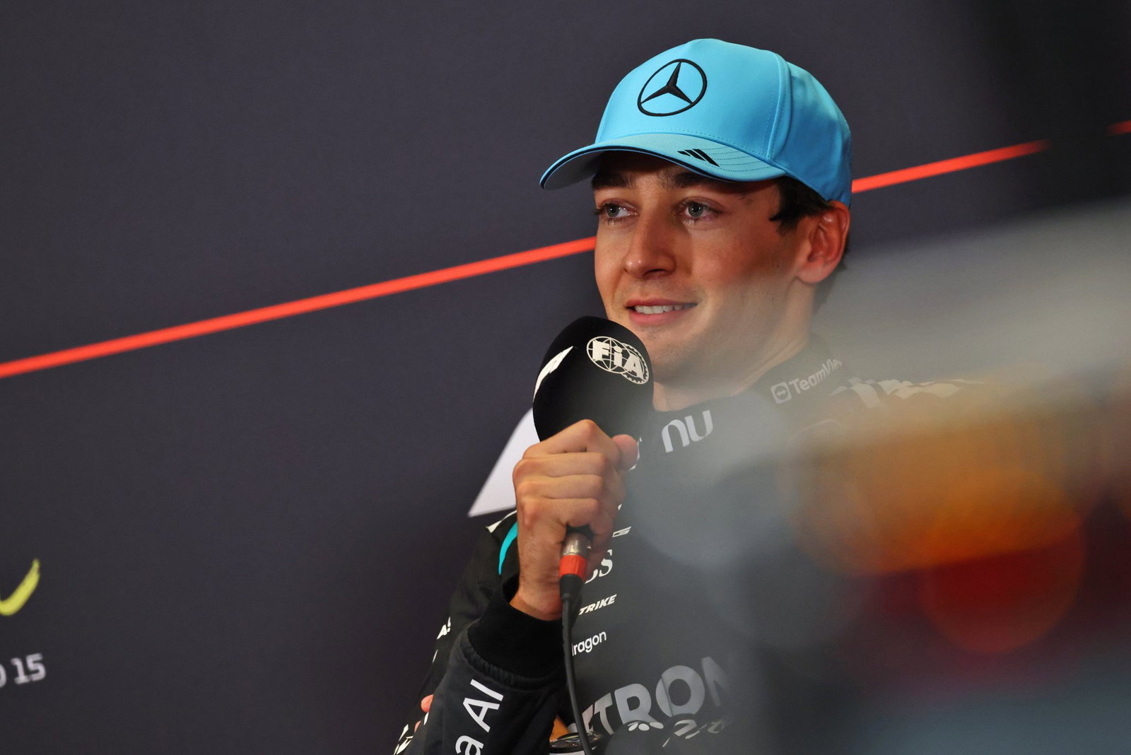 George Russell makes Kimi Antonelli joke after Baku F1 crash