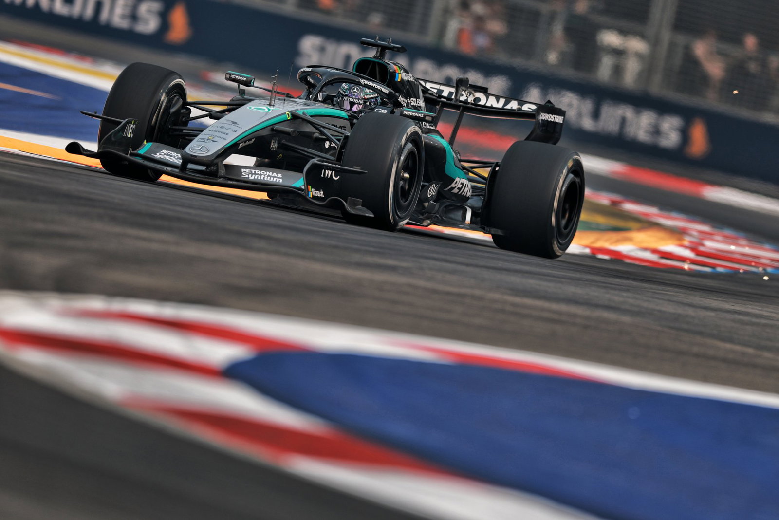 George Russell fastest from Charles Leclerc in sole Singapore GP practice George Russell fastest from Charles Leclerc in sole Singapore GP practice